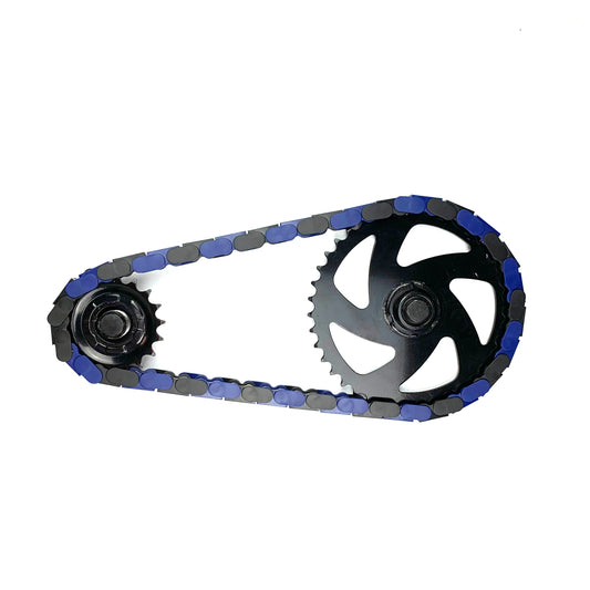 Custom BMX Parts - Black & Blue Two Tone Insane Chains featuring a unique design for BMX bikes.