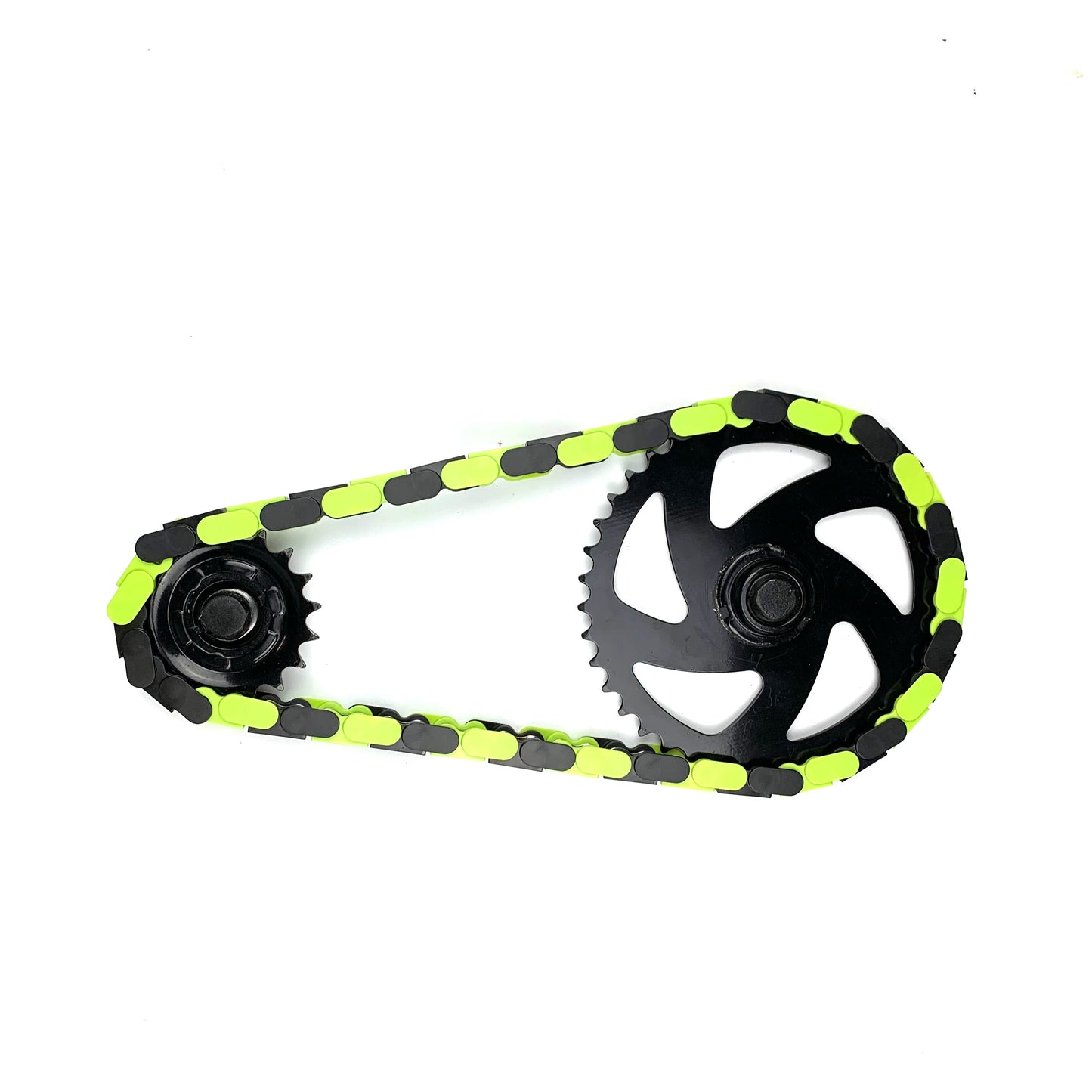 BMX Bike Youth black and green two tone chain featuring Insane Chains design for style and performance.