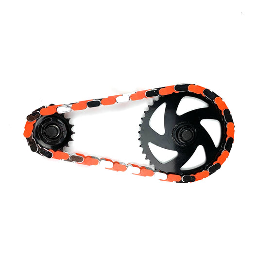 Chrome & Orange Chain Caps
