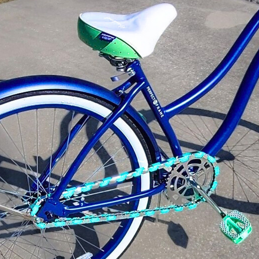 Chrome & Teal Chain Caps