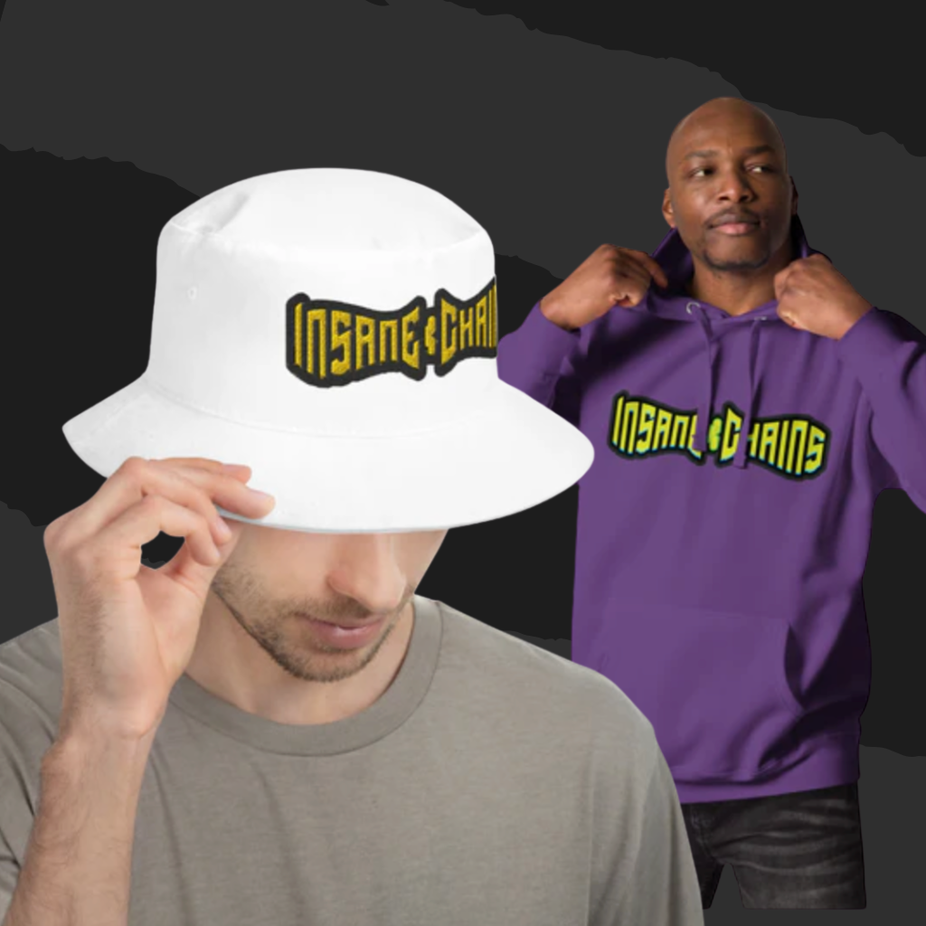 Bike Clothing and Accessories featuring Insane Chains bucket hat and hoodie for stylish riders.