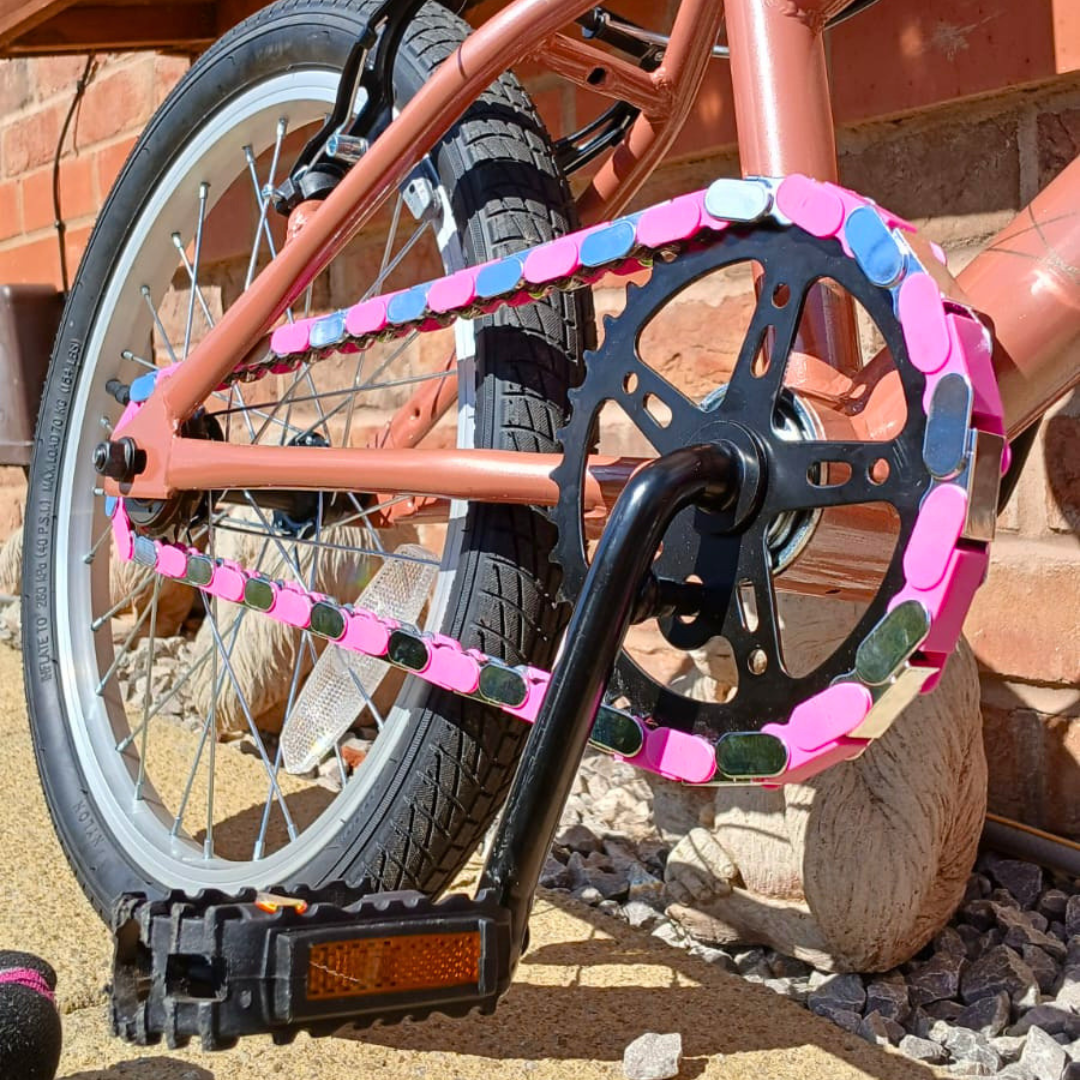 Chrome & Pink Chain Caps