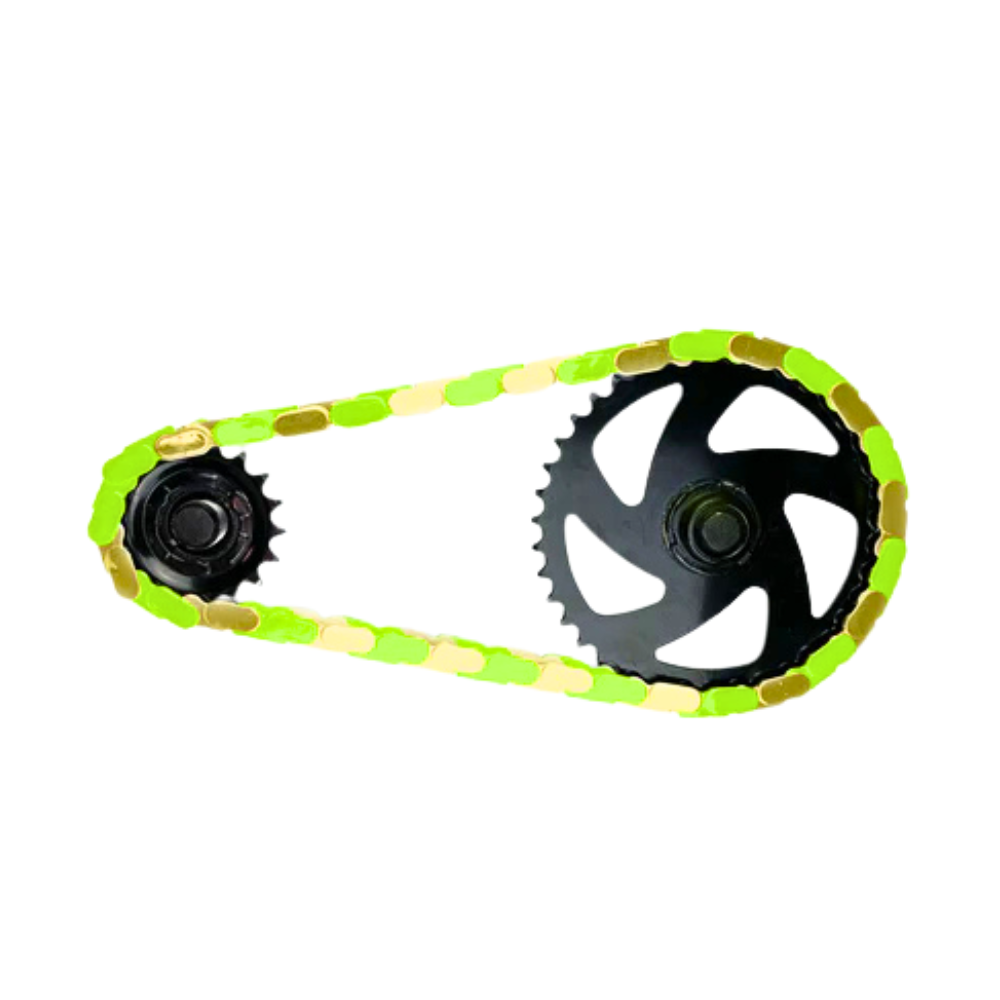 Gold & Bright Green Chain Caps