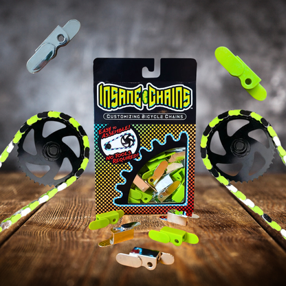 Chrome & Bright Green Chain Caps