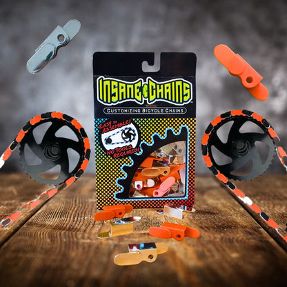 Chrome & Orange Chain Caps