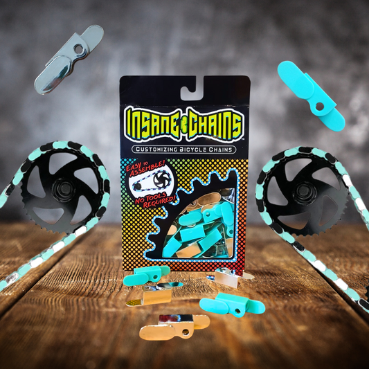 Chrome & Teal Chain Caps