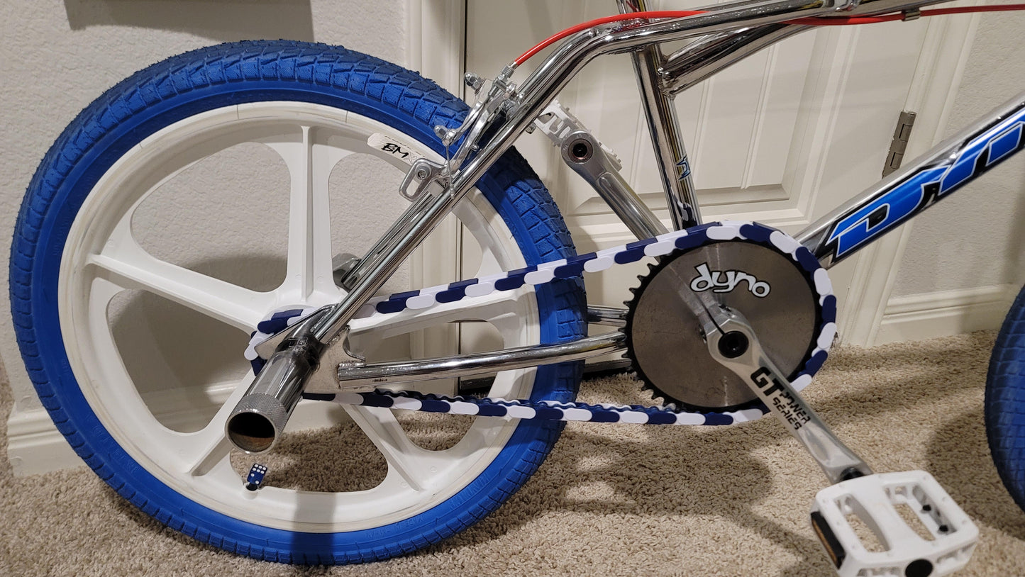 Blue & White Chain Caps