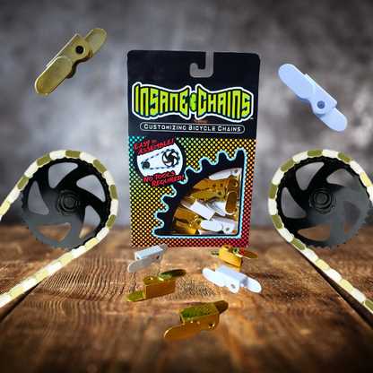 Gold & White Chain Caps