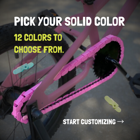 Childrens Bike 14 Inch with customizable solid color chain options for a personalized ride.