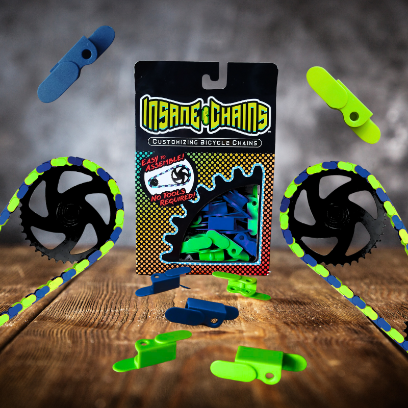 Blue & Bright Green Chain Caps