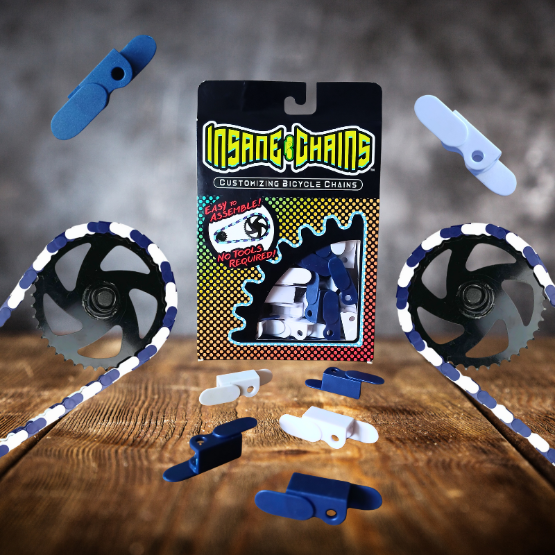 Blue & White Chain Caps