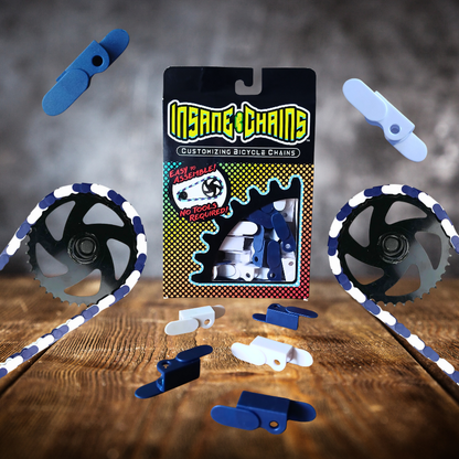 Blue & White Chain Caps