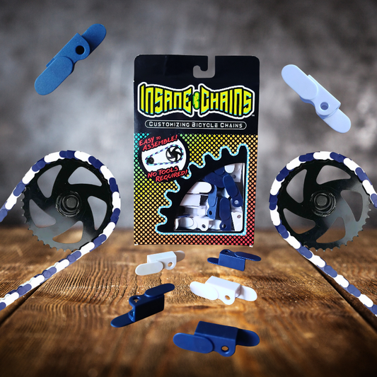 Blue & White Chain Caps