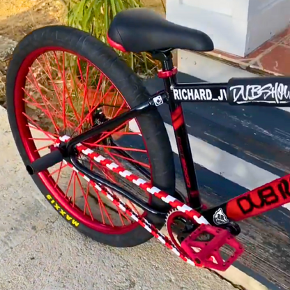 BMX Bikes Red featuring white and red two tone Insane Chains, showcasing bold colors and stylish design.