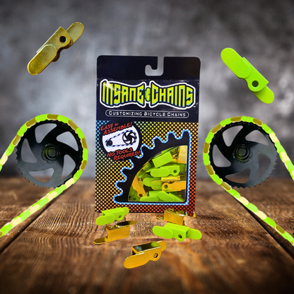 Gold & Bright Green Chain Caps