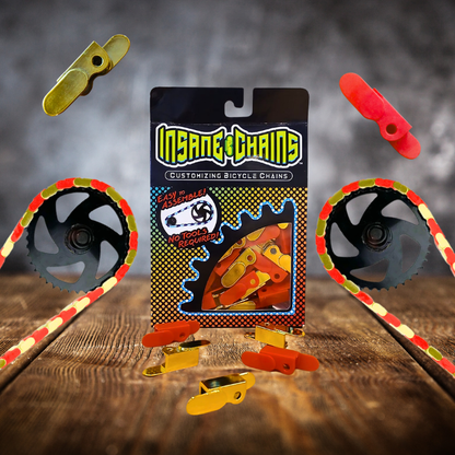 Gold & Red Chain Caps