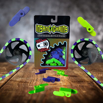 Bright Green & Purple Chain Caps