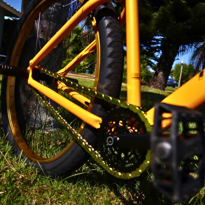 Gold Metallic Snap-On Chain Caps – Single-Speed Bikes – 56 Piece (Adults & Teens) / 35 Piece (Kids)