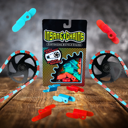 Teal & Red Chain Caps