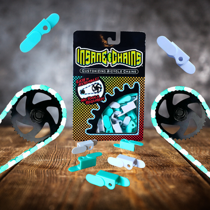 White & Teal Chain Caps